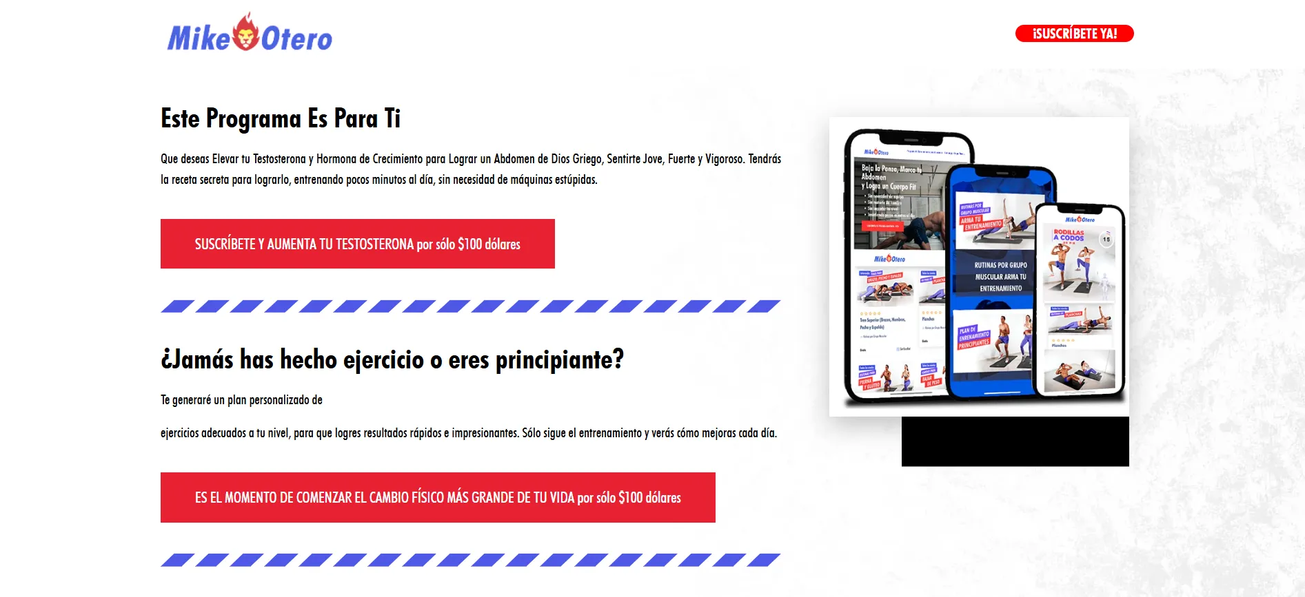 Mike Otero Fitness — Personal training platform with plans, videos and Stripe subscription, LATAM